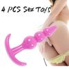 4 bucăți silicon plug anal mărgele jucării piele senzație vibrator jucării sexuale pentru adulți pentru bărbați butt plug jucării sexuale