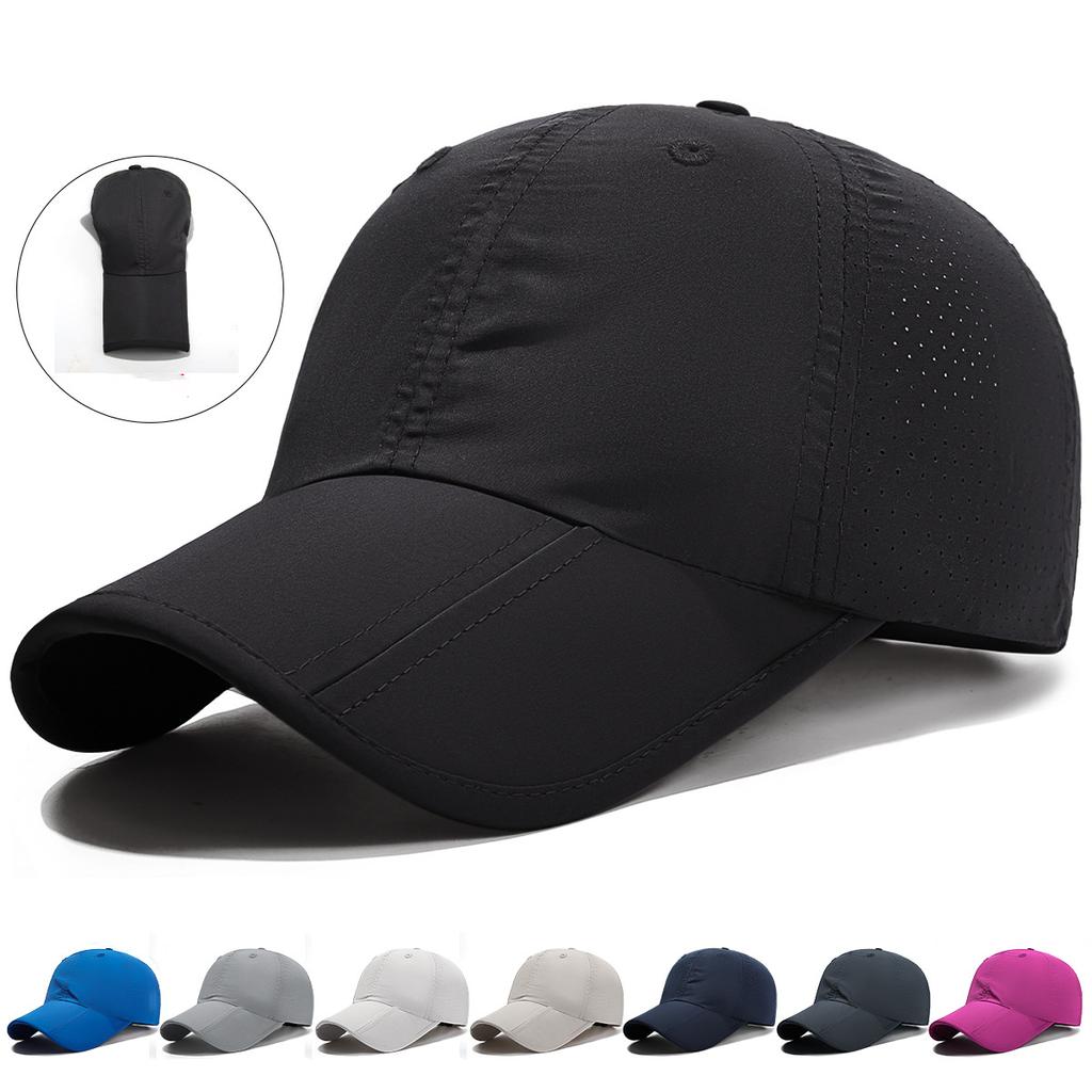 Summer New Quick-dry Three-fold Baseball Cap, Lightweight Perforated Plain Visor Cap, Stylish Sun Hat
