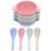 4 Sets Baby Wheat Straw Bowls Break Resistant Feeding Bowls with Spoon