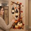 DIY Autumn Room Decor Pumpkin Street Lamp & Maple Leaves Wall Sticker, Waterproof PVC Fall Harvest Removable Leaf Art Decal, Decorative Peel And Stick