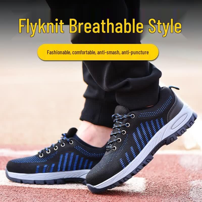 Lan'oudun Men's Breathable Steel Toe Puncture-Proof Safety Work Shoes