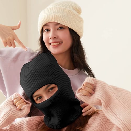 OHYOGA Knit Wool Cap, Balaclava, Army, Black Set, Tactical Face Mask, Military Full Face Mask, Cold Weather Protection, Helmet Inner, Airsoft, Bicycle