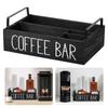 Wooden Coffee Bar Organizer 4-Grid Coffee Station Countertop Storage Box for Storage Stacked Coffee Cup,Creamers,Coffee Tools