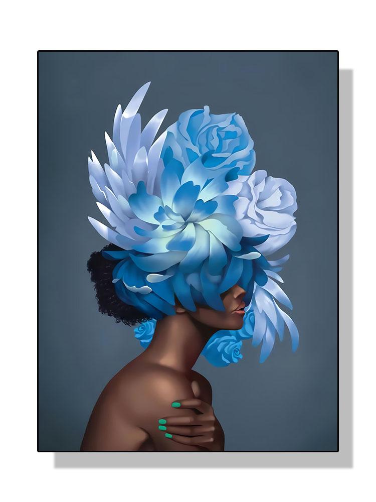 Modern Sexy Woman Flower Head Poster Canvas Painting Abstract Fashion Lady Wall Art for Living Room Decoration Home Cuadros