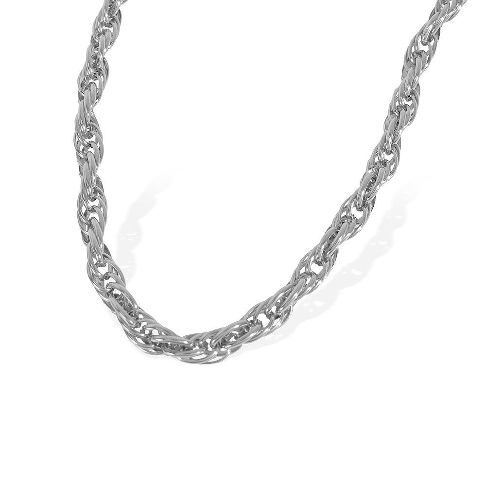Coarse Twist Simple Butterfly Necklace Female Trendy Hip-Hop Water Waveform Bracelet Temperament Cold Titanium Steel Gold-Plated Collarbone Chain