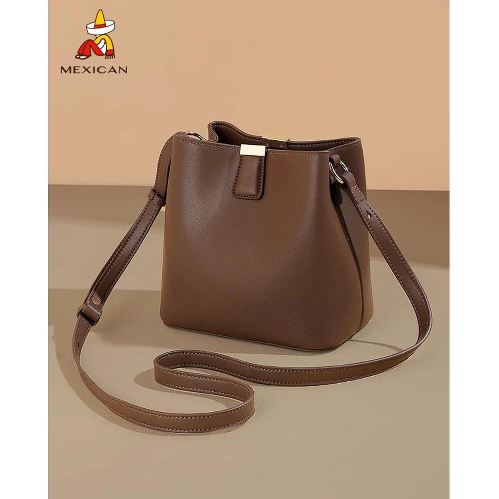 MEXICAN Crossbody Bag, Leather Handbag, Shoulder Bag, Bucket Bag, Brown