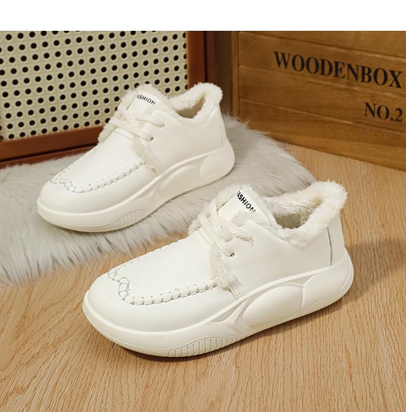 Women's White Nurse Shoes: Warm, Non-Slip, Comfortable Cotton Footwear for Healthcare Professionals (Autumn/Winter).