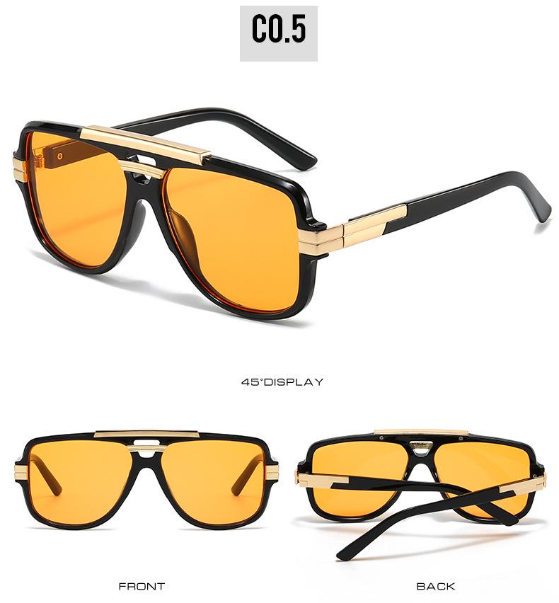 Trendy European-American Retro Square Frame Men's Metal Sunglasses