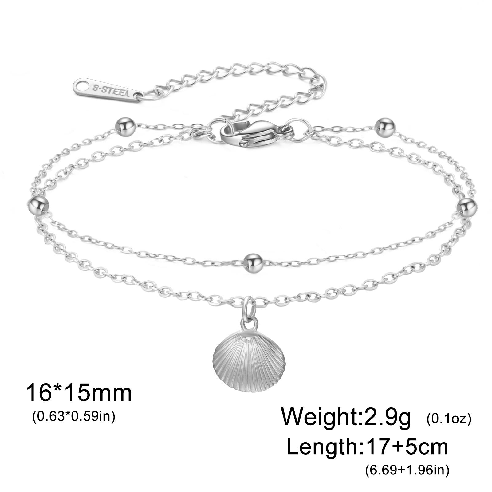 

Teamer Ocean Shell Charm Bracelet Stainless Steel Gold Color Double Layer Beads Chain For Woman Trendy Birthday Gift 2026 New 17-22 cm