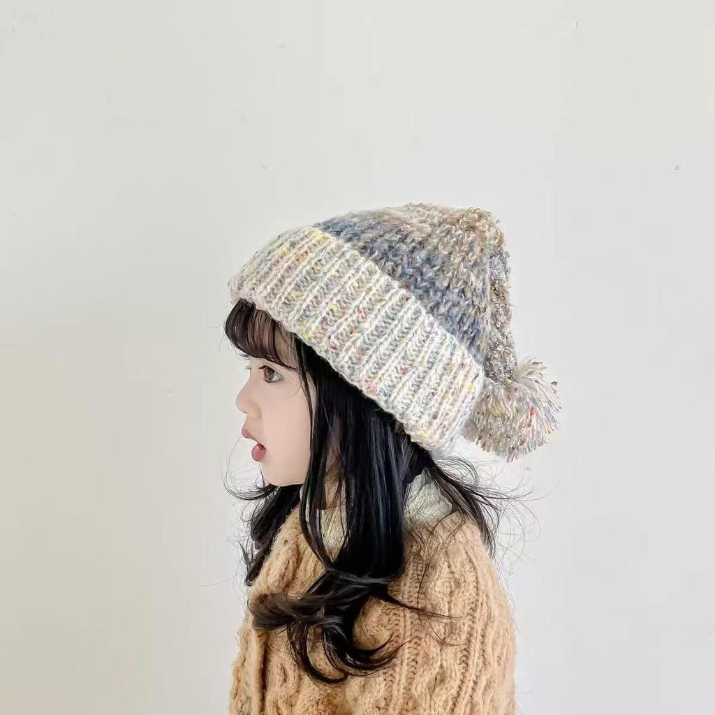 Adorable Baby Winter Knit Hat - Multi-Color Bobble, Korean Style, Christmas Theme, Cozy Wool Blend