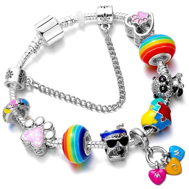 

Нові ювелірні вироби та аксесуари 2023 року, модний веселковий браслет із мультфільмом, браслет Pa, літні подарунки для дівчаток Panda Big Kong Beads Direct 22cm золотий