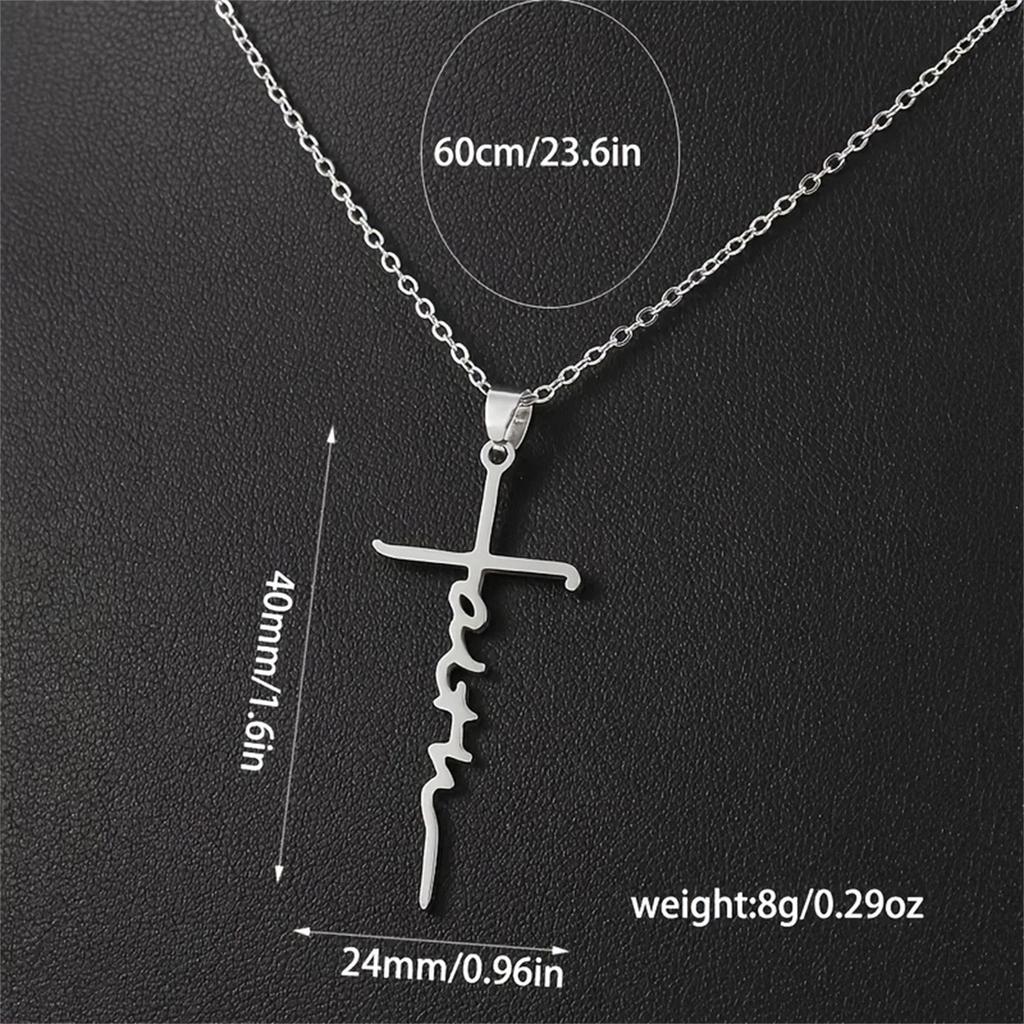 Cross Necklace Titanium Steel Wind Stainless Steel Jewelry Letter Faith Pendant