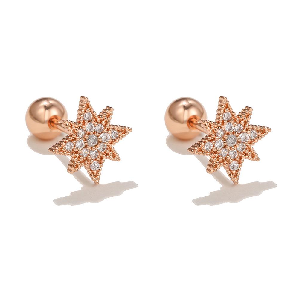 New Design Stainless Steel Cubic Zirconia Chain Stud Earrings For Women Star Moon Cartilage Earring Piercing Jewelry