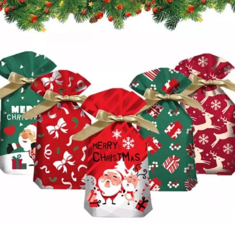 Large Pcs 50 Christmas Sacks Party Gift Bags Drawstring Wrap Storage Present