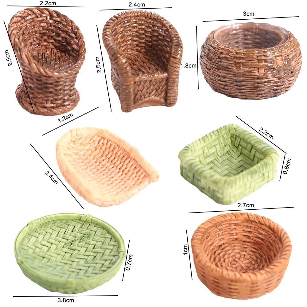 Simulation Dollhouse Miniature Chair Furniture Decoration Simulation Bamboo Basket  Kid Toys