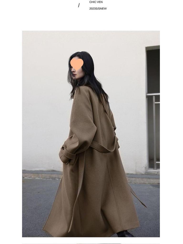 Women's Hepburn Style Mid-Length Woolen Coat - 2025 Winter Collection, Thickened and Stylish.