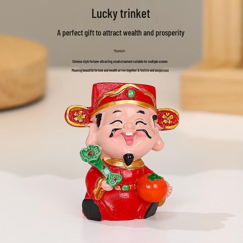 Resin Car Decoration: God of Wealth Ornament for Home & Cake