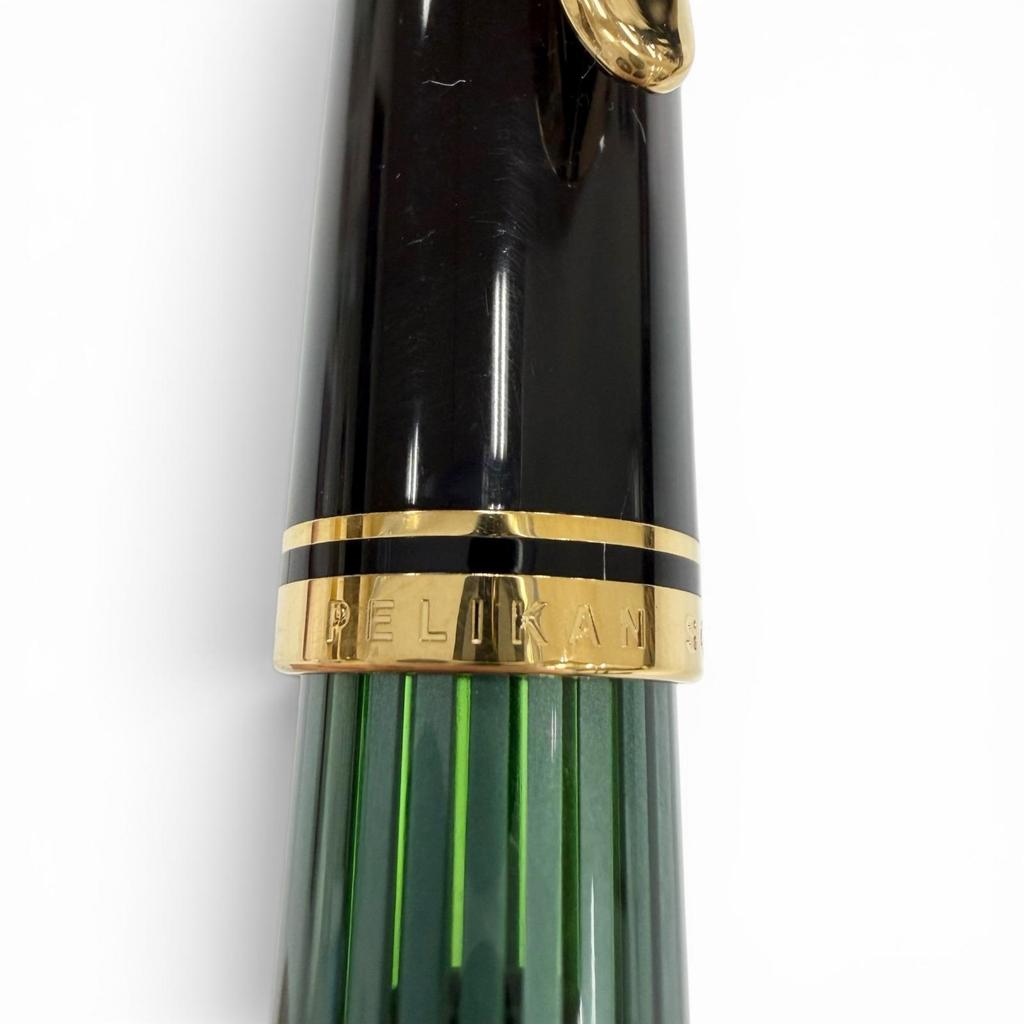 Excellent PERIKAN Fountain Pen Souverene M400 Green Stripe Black 14K Mens Used