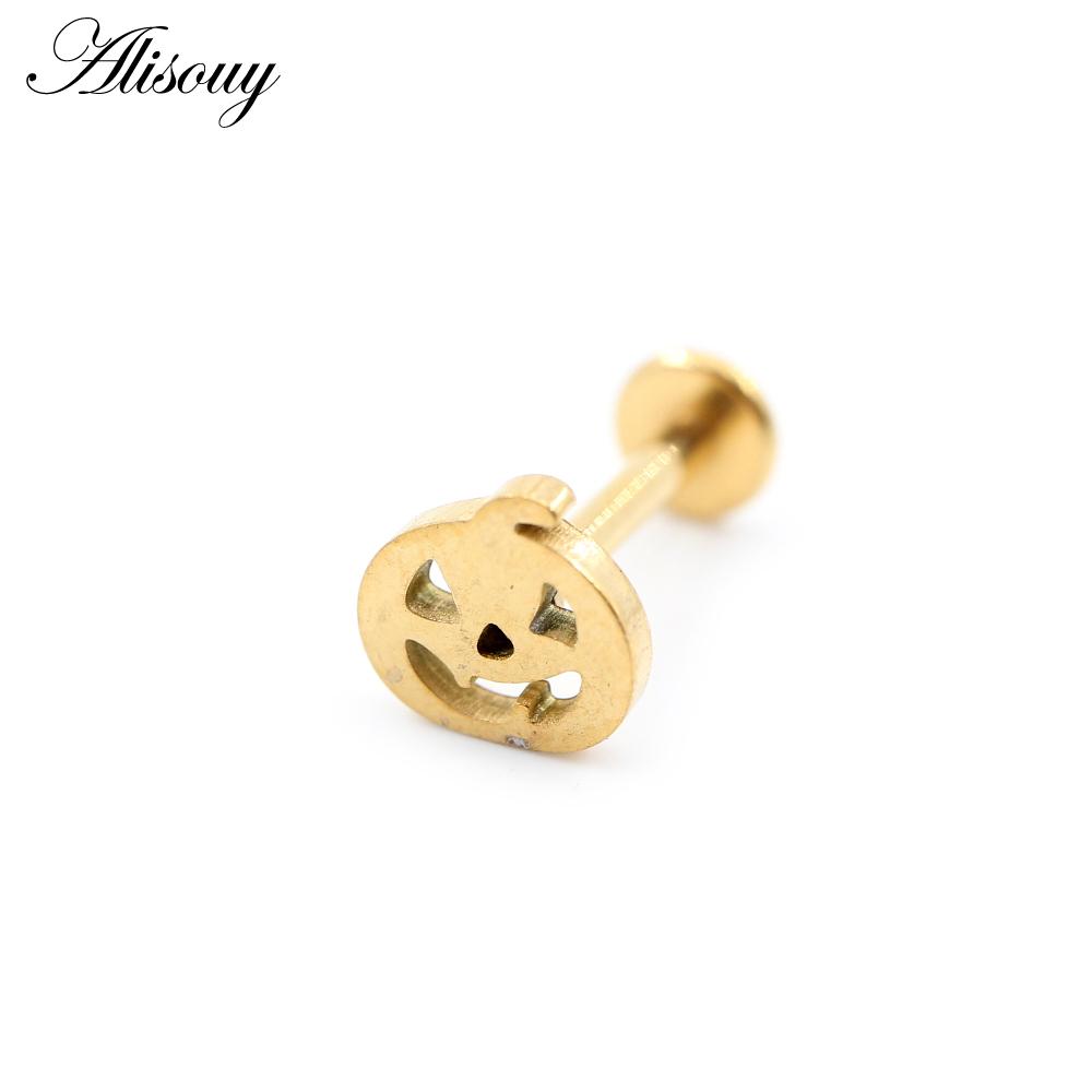 1PC Stainless Steel Halloween Pumpkin Bat Ghost Star Tragus Helix Labret Lip Rings Cartilage Ear Earring Piercing Body Jewelry