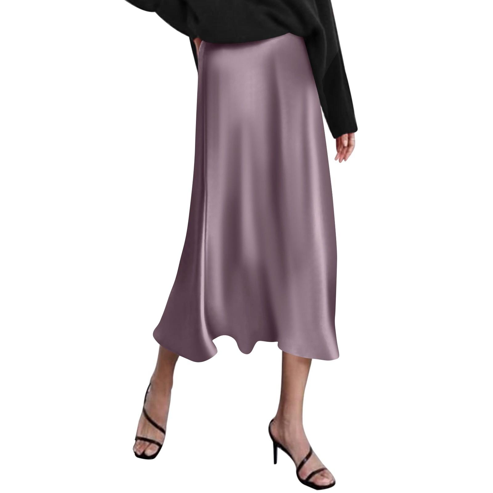 Женская юбка с высокой талией Женская юбка-трапеция Летняя однотонная юбка-миди с высокой — фото 15