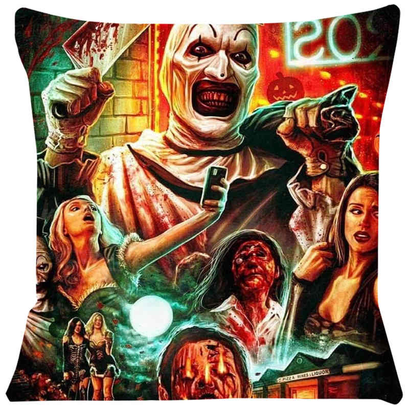 Halloween Terrifier Cushion Cover Comfortable Short Plush Pillow Cases Chair Car Sofa Pillow Cover Home Decorative Sj-306