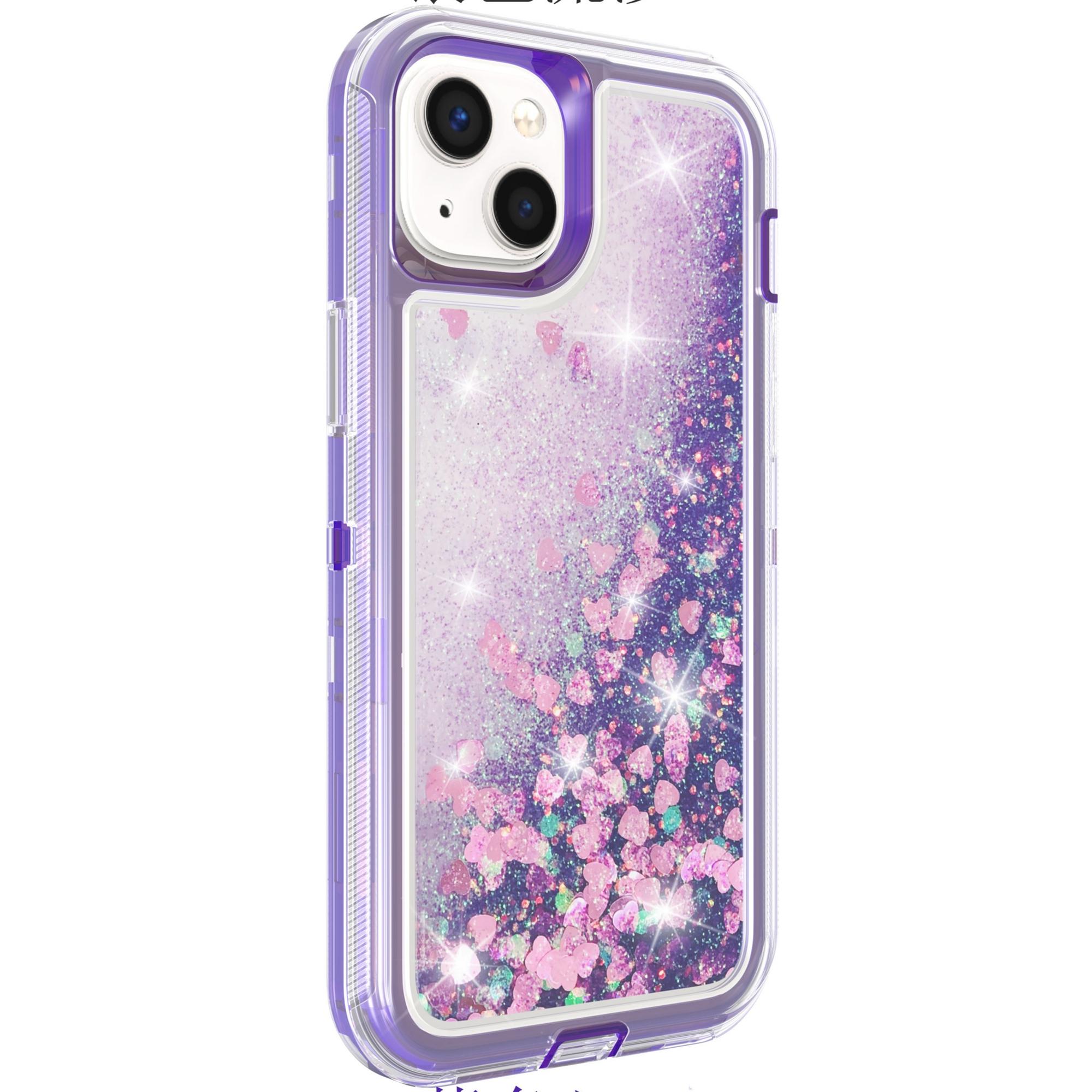 

For iPhone 15 Case Shockproof Detachable 2 In 1 TPU+PC Quicksand Phone Cover Black