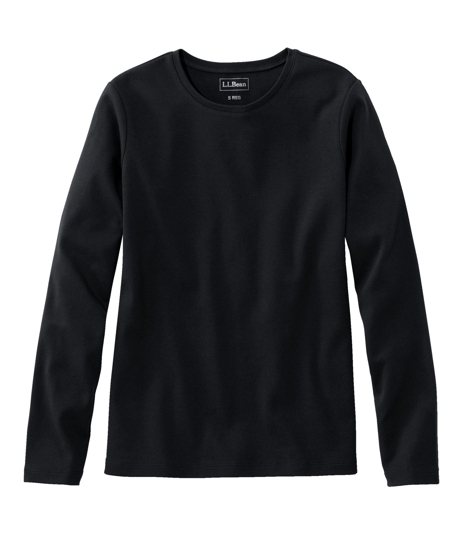 

Long Sleeve Crew Neck US Fit Size 0ND1610006 L.L.Bean Women s Tee, Regular, L, Black, чёрный