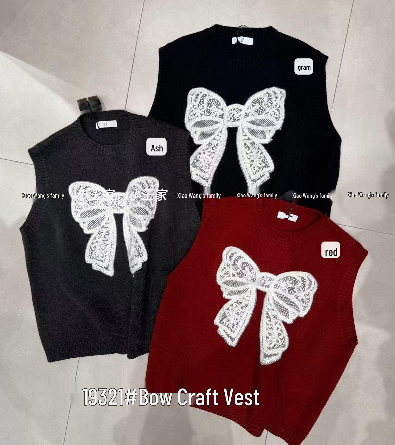 

Ранневесенний корейский свободный свитер-жилет с кружевом и бантом большого размера от Сяо Вана One Size красный