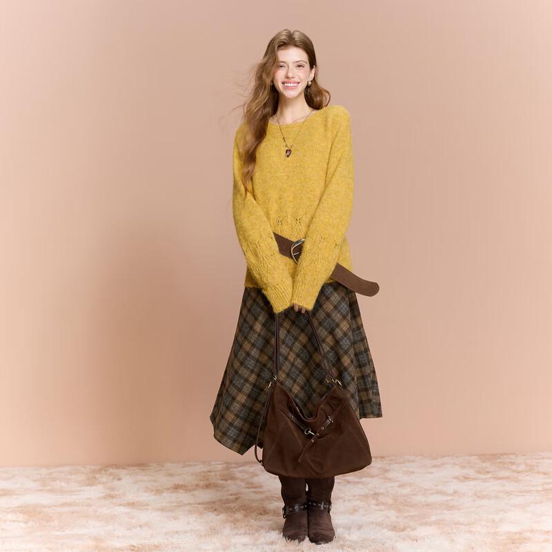 Sancai Winter Loose Fit Cut-out Pullover Knit Sweater