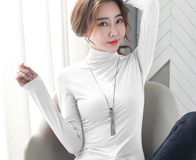 Modal High Neck Turtleneck Base Layer for Women: Elegant Long Sleeve Top for Spring, Autumn, Winter