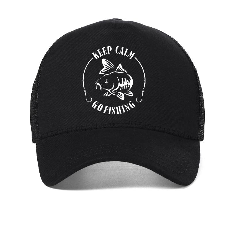 Keep Calm Go Fishing funny Dad hat New Unisex outdoor fishing hunting baseball cap cool Summer Unisex Mesh Breathable Snapback hats