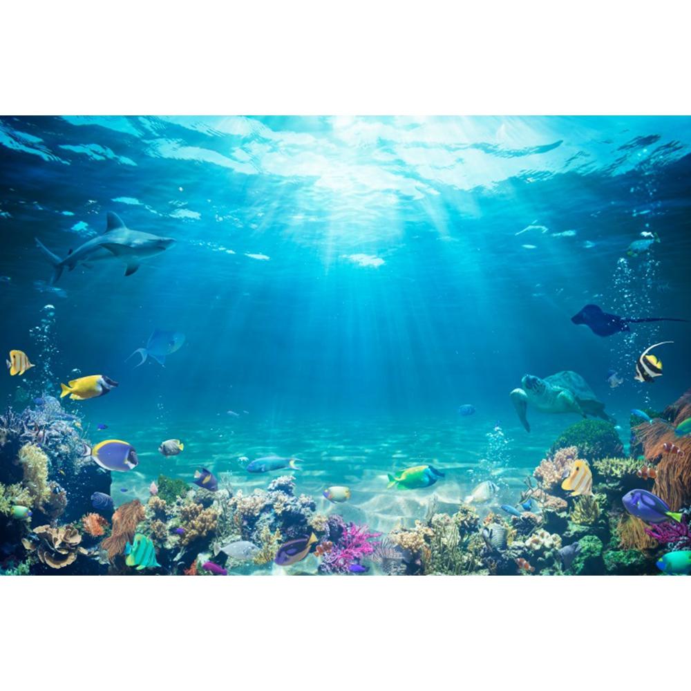 Underwater World Seabed Photography Backdrop Decor Ocean Undersea Fish Coral Baby Birthday Background Photo Studio Props Custom