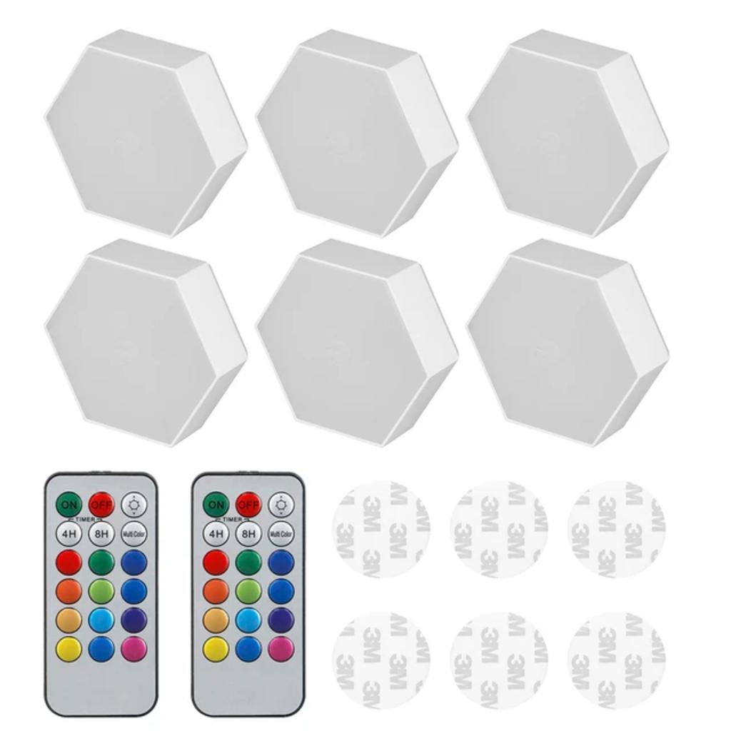 Neue lebendige bunte sechseckige LED-Wandleuchte mit Fernbedienung für kreative DIY-Dekoration in Schlafzimmer und Wohnzimmer, erhellen Sie