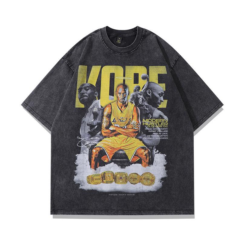 High Street Vintage Figure Hip Hop Rapper Printed Short Sleeve T-Shirt Men'S And Women'S Oversized Street Half Sleeves