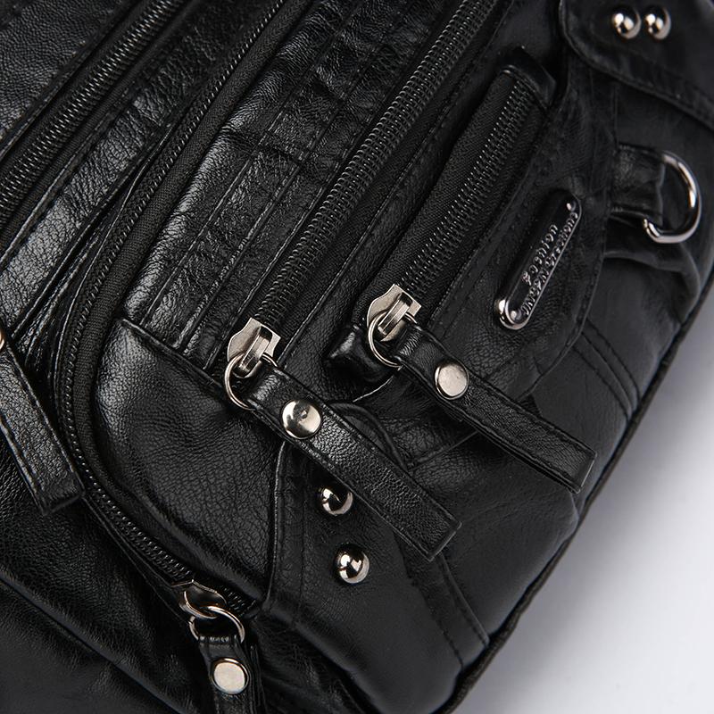 Women's Soft Leather Multi-compartment Multi-pocket Stitching Single Shoulder Messenger Bag