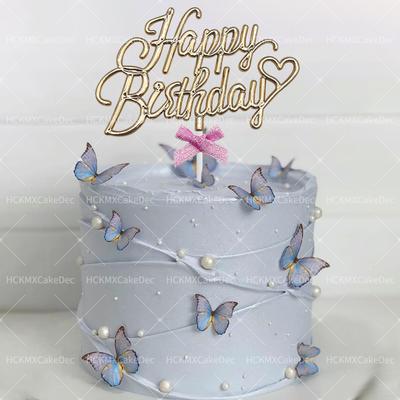 3pcs Acrylic Gold Silver Rose Gold Happy Birthday Cake Topper for Birthday Party Cake Dessert Baking DIY Decoration Supplies