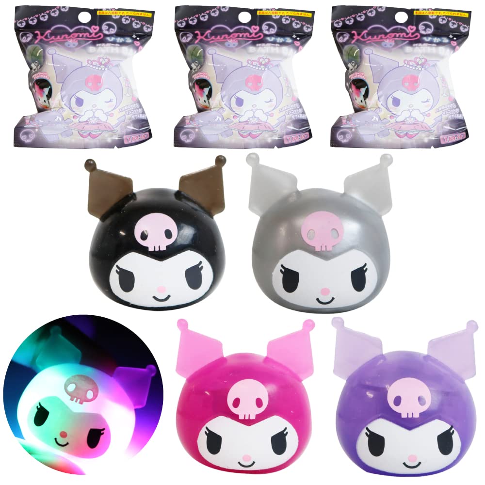 Santan Glowing Kuromi Bath Balls with Toys, Set of 3, Character Series, Bath Additives, 4 Varieties