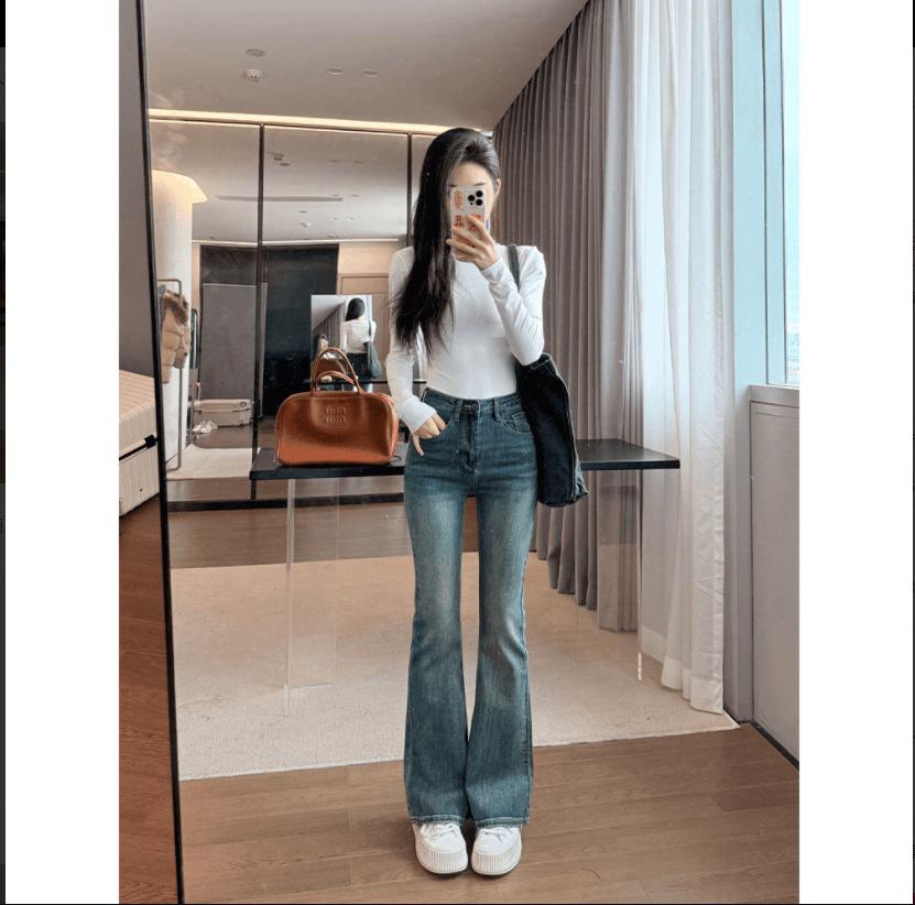 Spring/Summer Celebrity Trend High Waist Stretch Flare Jeans for Petite Women