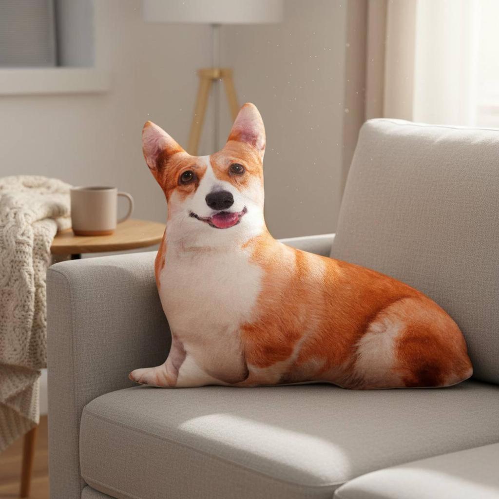 Realistic Dog Soft Toy Creative Gift 3D Pillow Zippered Cover Novelty Animal for Kids,
