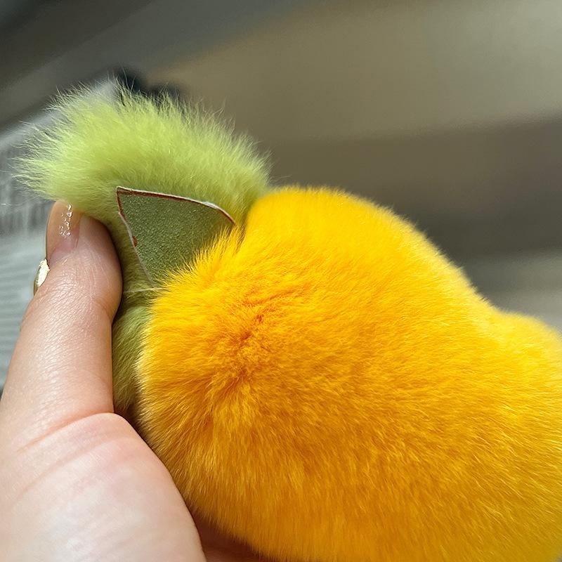 Real Otter Rabbit Fur Little Mango Car Keychain Pendant Ins Cute Plush Doll Doll Bag Bag Ornament Cute Keychain