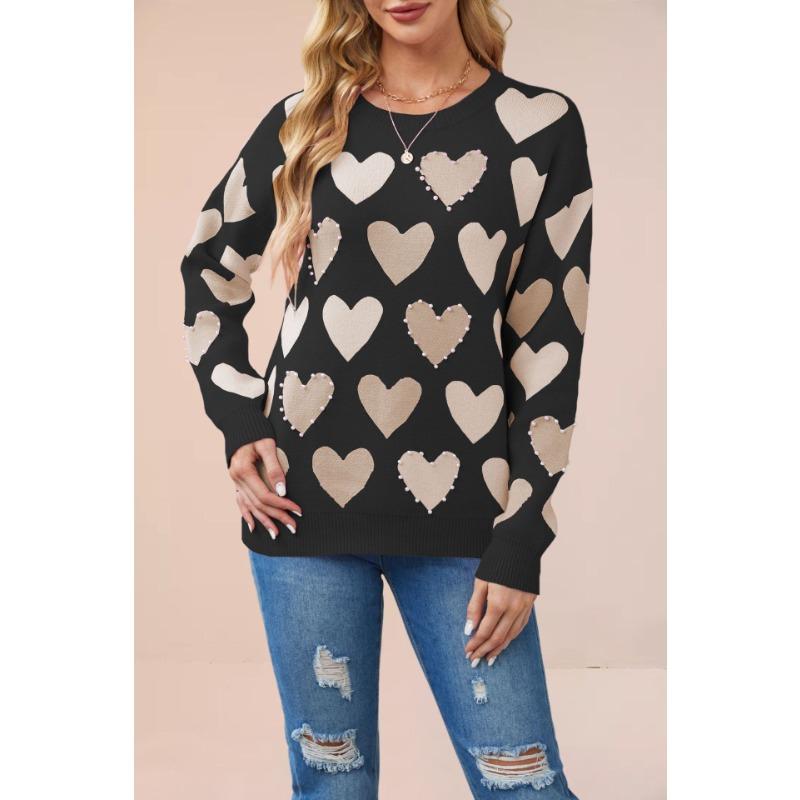 

YYFS Women s Fashion Casual Fall Winter Love Letter Print Long Sleeve O-Neck Tops Women s Clothing Woolen Knitwear Sweaters XL чорний