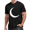 European Size Men's Short Sleeve T-Shirt - Breathable Summer Casual Tee with Geometric Crescent Moon Print, Regular Fit Round Neck for Sports
