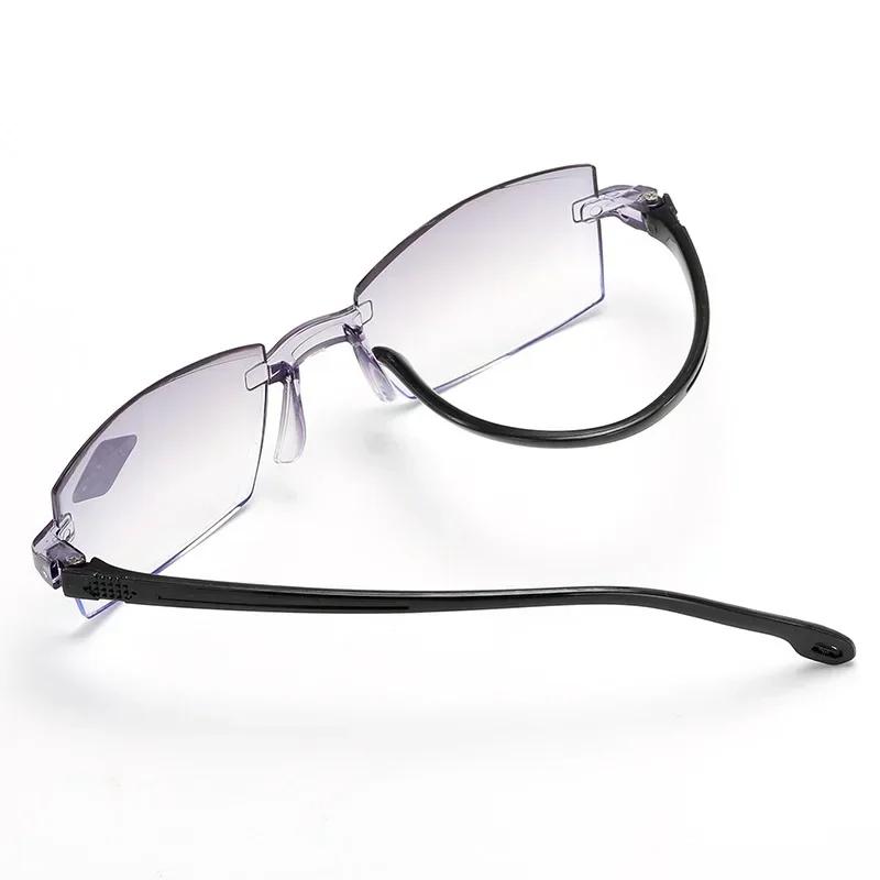 Anti Blue Light Bifocal Reading Glasses Rimless Presbyopic Eyewear Men Women +1 0 To +4 0 Far Near Magnification