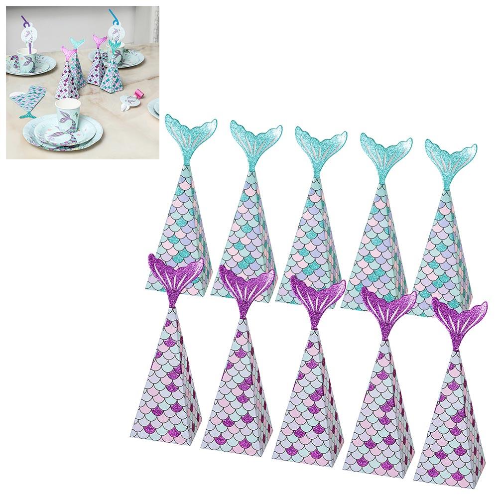 10 Stück Meerjungfrau Partygeschenkschachteln Meerjungfrau Geschenktüten Schachtel Kinder Meerjungfrau Party Goodie Bags