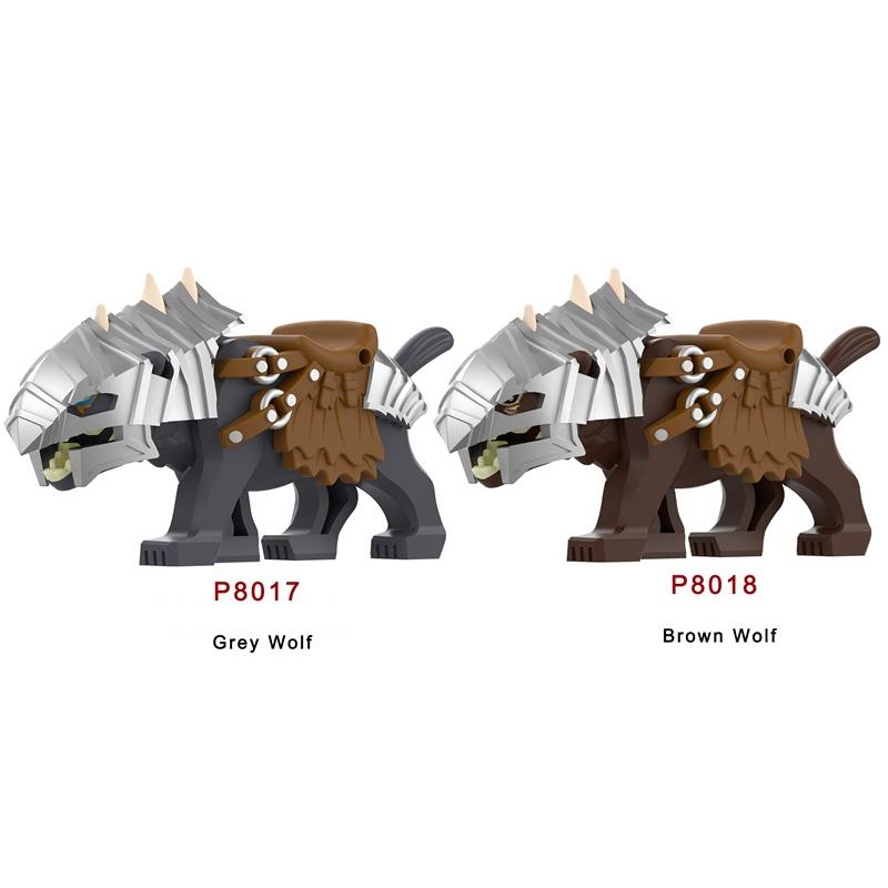 MOC Mediaeval Times Building Blocks Orc Mounts Wolf Flags Army Soldiers Character Accessories Bricks Animal Toys Gifts R064 DIY