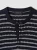 Pokeopeiseu Cable Stripe Henley Neck Knit Navy