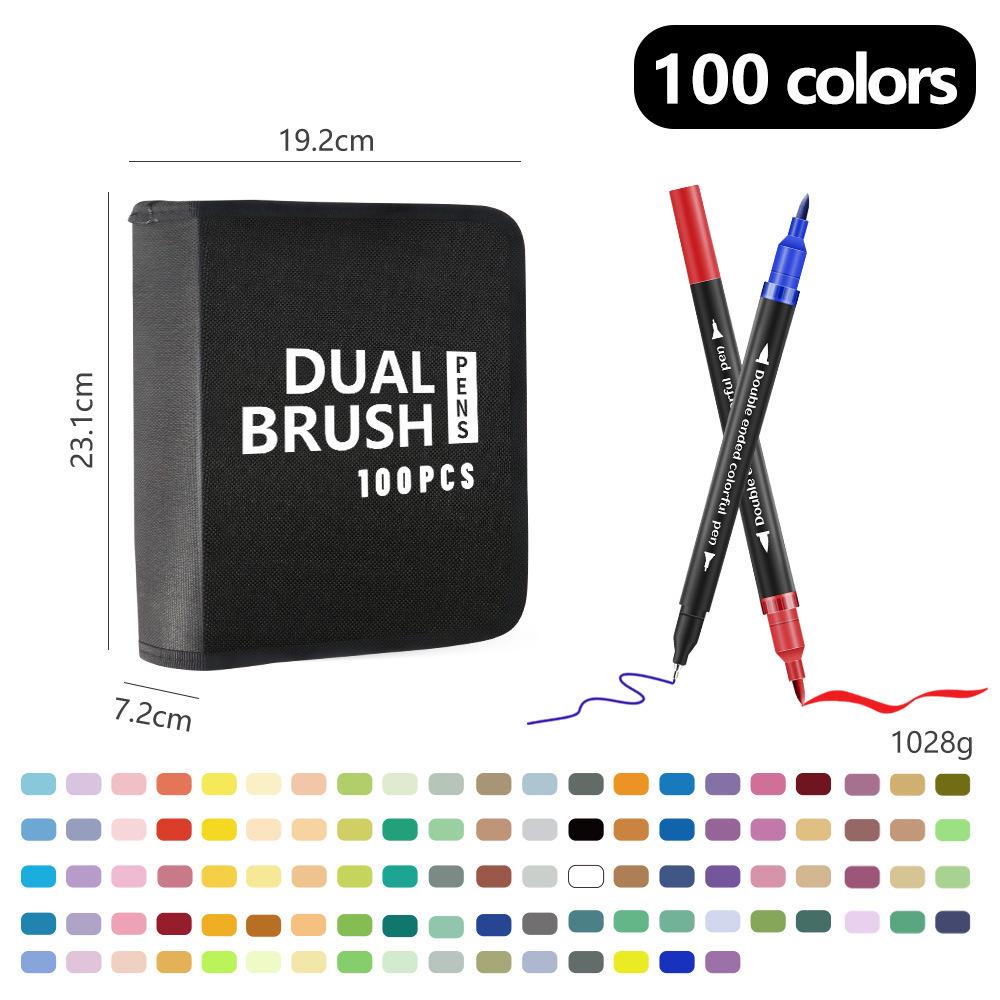 120-Color Double-Ended Watercolor Marker Pen Set for Painting, Doodling, and Outlining with Children's Paint Brushes