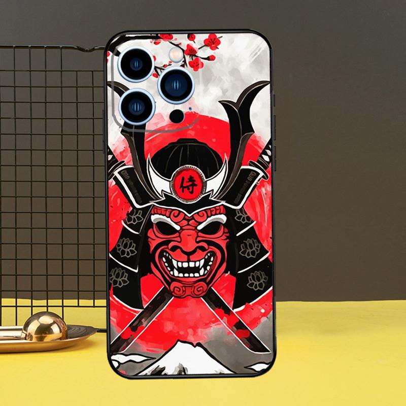 Oni Samurai Mask Phone Case For iPhone 16 15 14 13 12 11 Pro Max X XR XS Max 7 8 Plus 12 13 Mini Back Cover