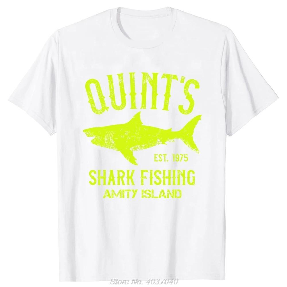 Quints Shark JAWS Amity Island 1975 Navy Tshirt Men Clothing Casual Basic T Shirt Fitness Tshirt Tees Tops S