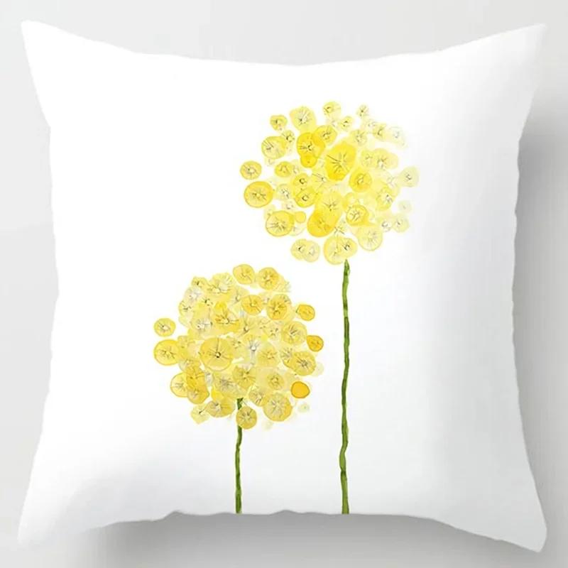 Modern Simple Yellow Flower Pillowcase Home Sofa Pillowcase Lumbar Pillowcase Cushion Lumbar Pillow